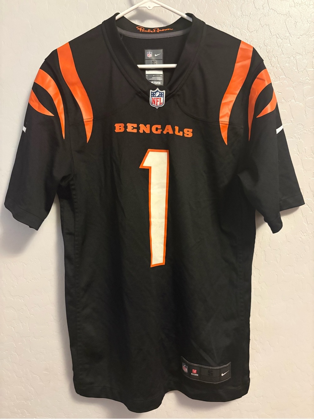 NFL Bengals Black and Orange #1 Football Jersey